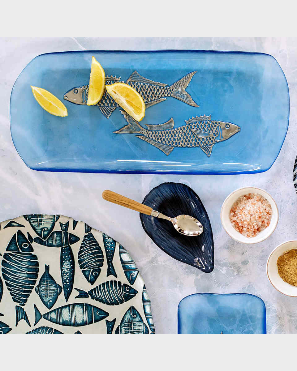 Isola Glass Medium Fish Rectangular Tray